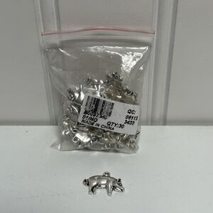 30 Pc. Pig Jewelry Crafting Craft Charms Antique Silver Tone New